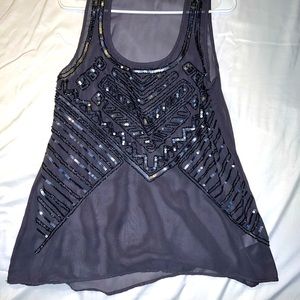 Sheer sequin tank top